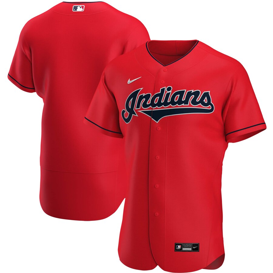 Custom Cleveland Indians Men Nike Red Alternate 2020 Authentic Official Team MLB Jersey